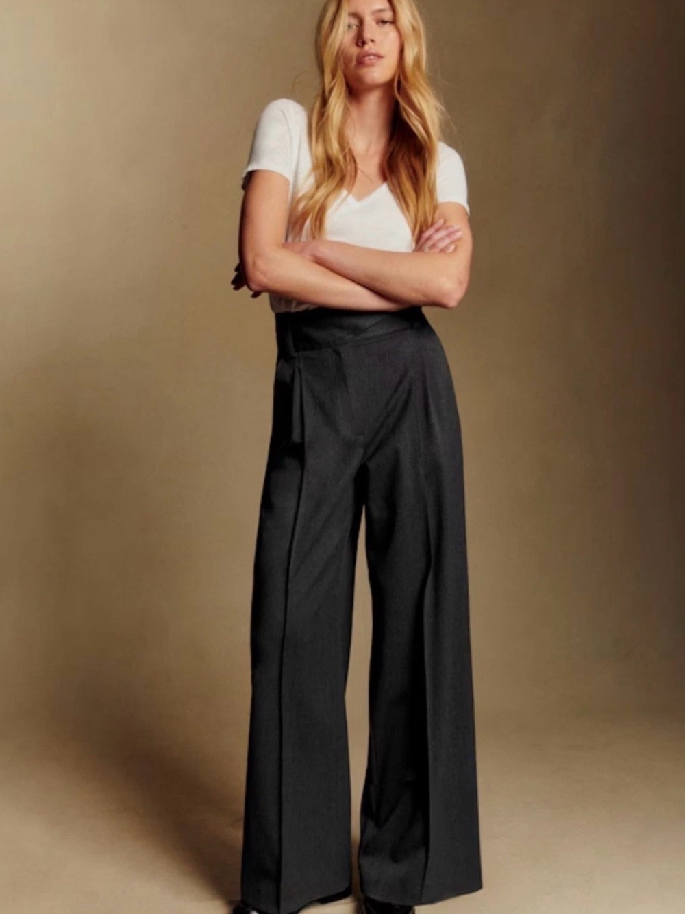 Sézane Aldo Trousers in Mottled Gray